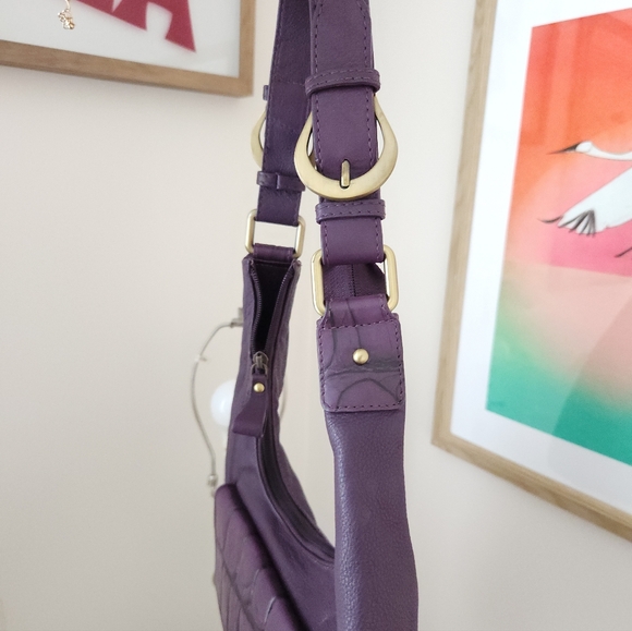 Michael Rome Purple Leather Hand Bag Purse Y2K - Picture 5 of 10